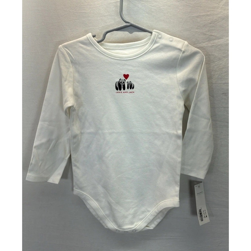 New Janie and Jack Valentine's Day Panda & Heart Bodysuit Size 18-24 Mo